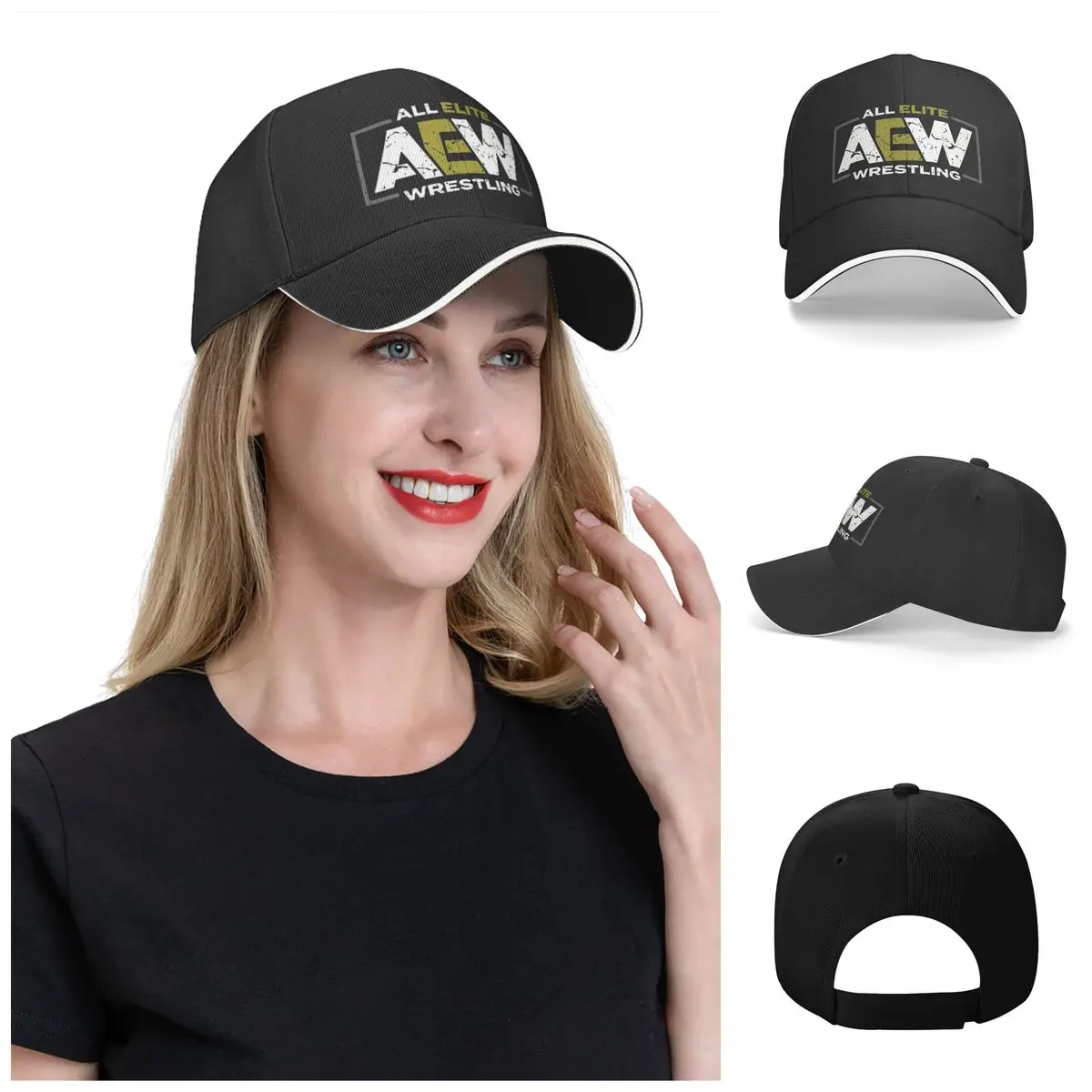 Brand All Elite Aew Wrestling Aew Logo Motion Berretto Da Baseball Cappello Da Pesca Portatile Berretto Da Golf Traspirante A Tesa Larga Regolabile