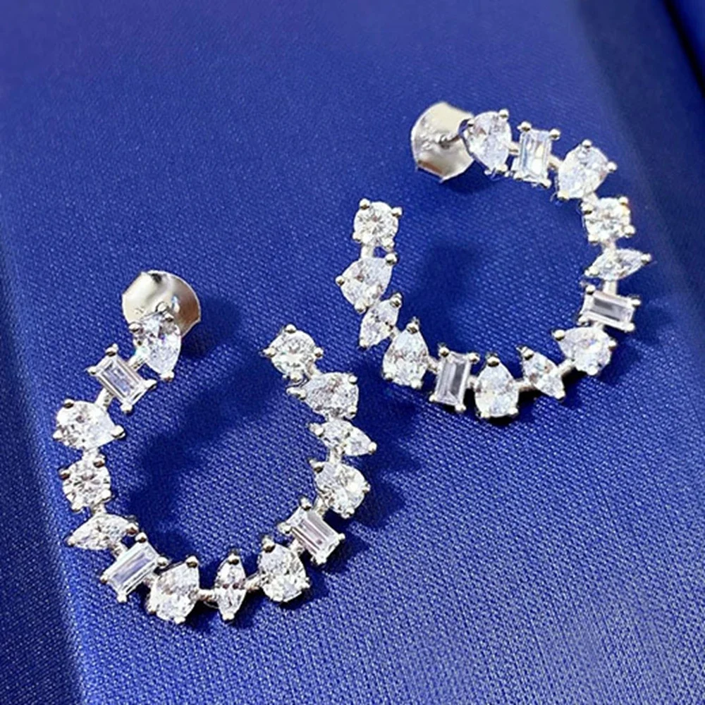 

Light Luxury 925 Pure Silver Sapphire Gem Pendant Earrings Studs Wedding Party Women's Boutique Jewelry