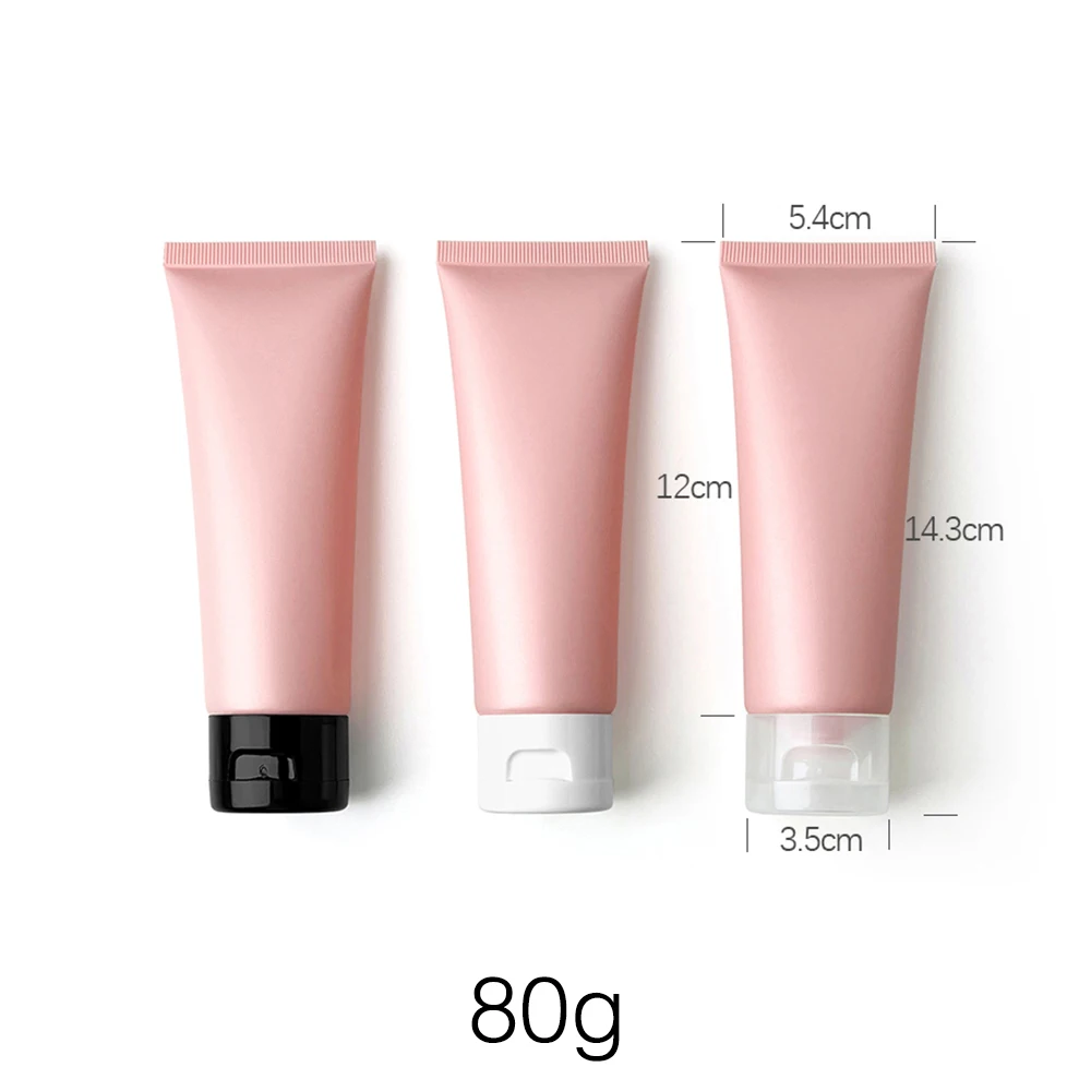 

80g 80ml Matte Pink Empty Soft Tube Refillable Squeeze Bottle Cosmetics Container For Body Cream Lotion Travel Use Package