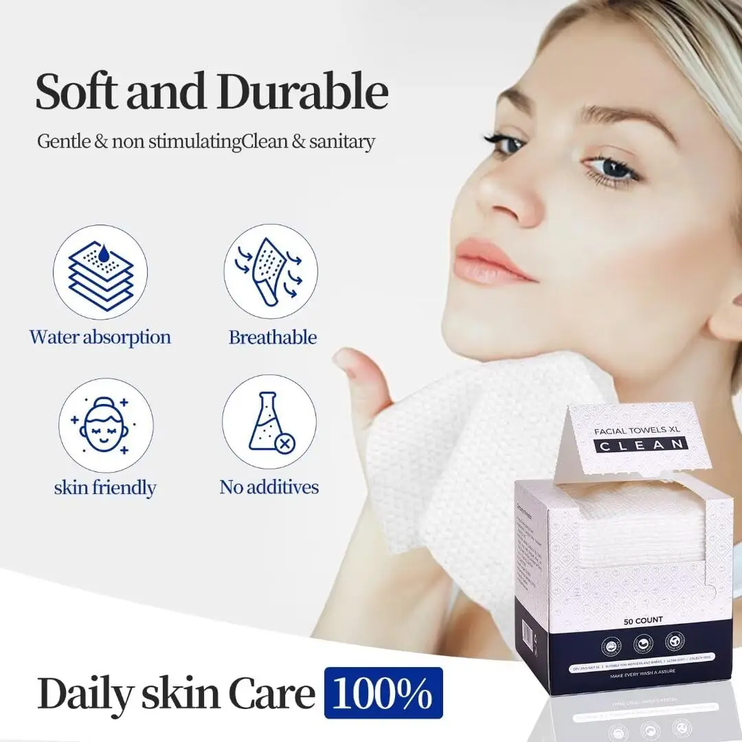 Clean Towel XL,100% USDA Bio-Based Face Towel, Disposable Face Towel, Face Towel, Makeup Remover Wipes, Super Soft, Facial Clean 5