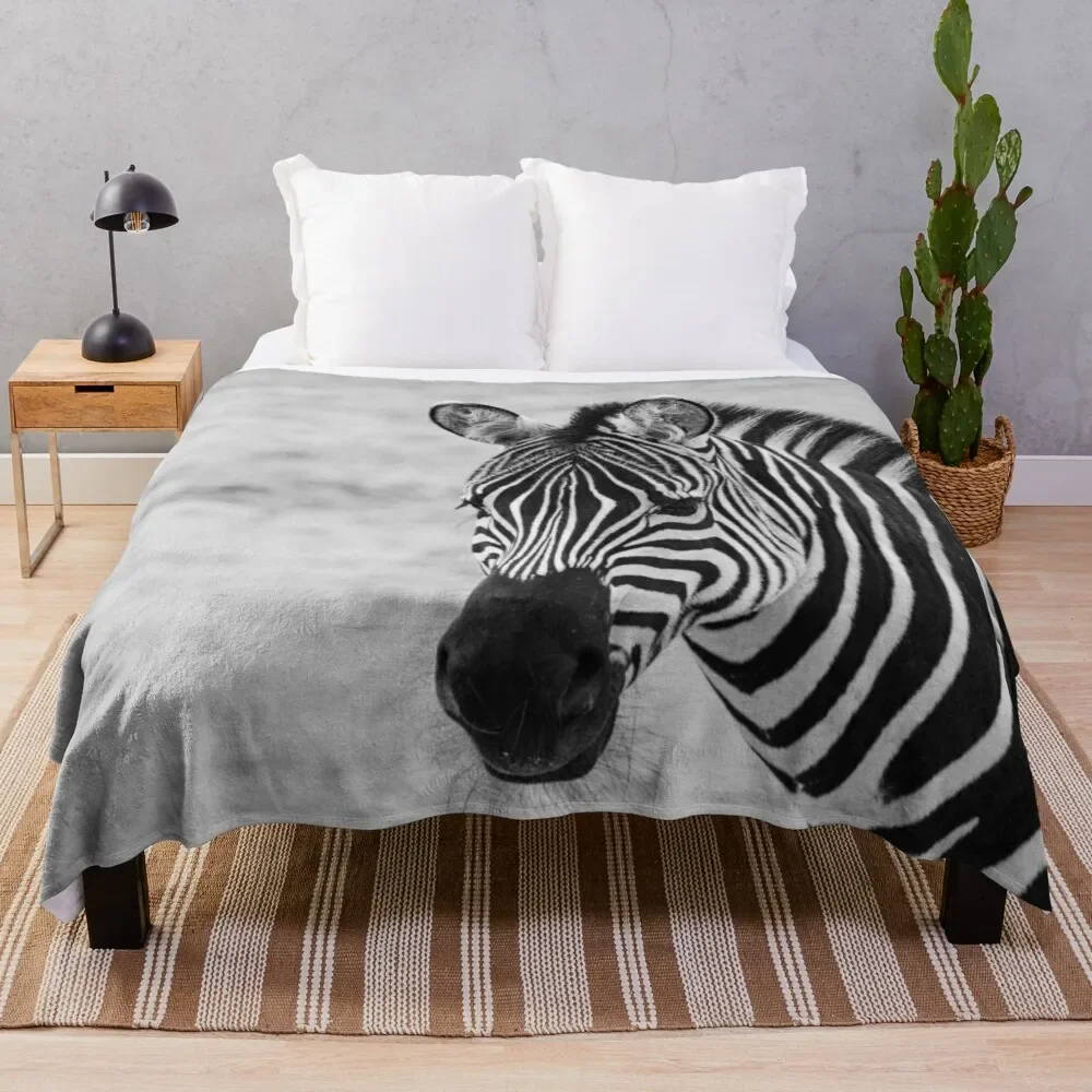 

Zebra in Mono Throw Blanket christmas decoration Decorative Sofa Blankets