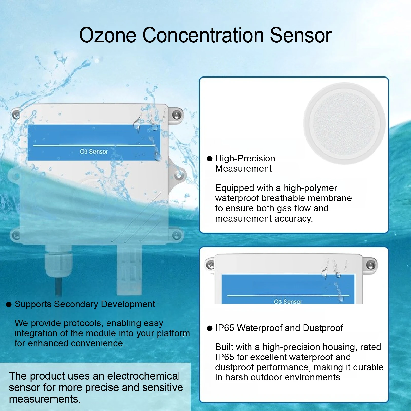 Ozone Sensor O3 Gas Detection Module Air Quality Monitoring Analyzer Concentration Measurement Sensor for Industrial Application