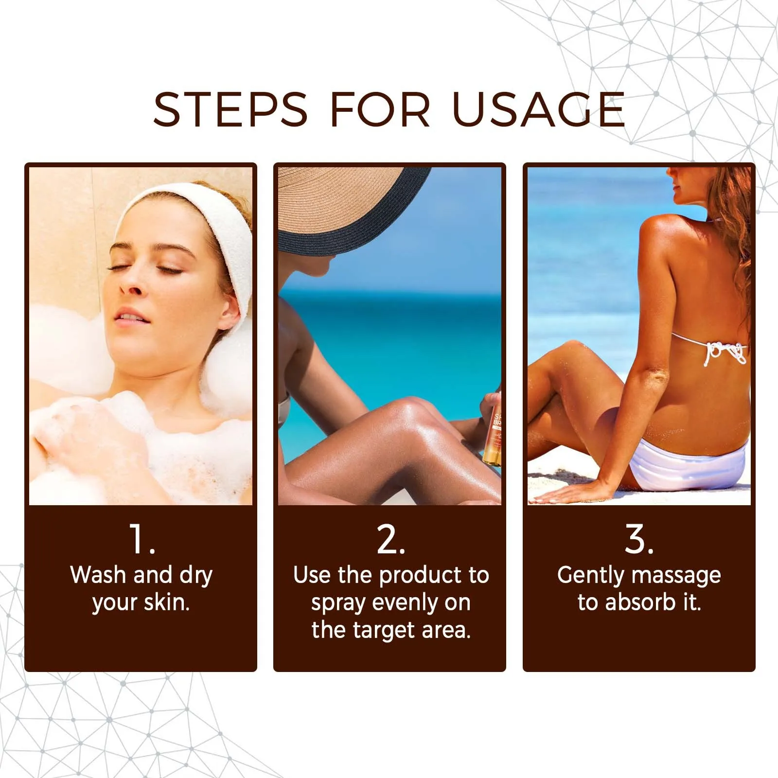 Spray acceleratore abbronzante intensivo Spray abbronzante Autobronzante Spiaggia estiva Bronzeramento a lunga durata Prodotti abbronzanti finti senza sole 5