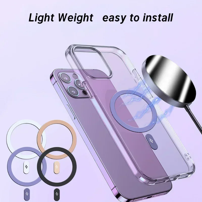 Metal Plate Ring Magnetic Charger Sticker Metal Rings Sticker Phone Adhesive Stickers Universal Metal Plate Ring Sticker Magsafe Magnetic Wireless Charger Iron Sheet Sticker Car Phone Holder IPhone 14 15 16