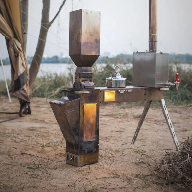 Stainless Steel Chimney Water Tank Camping Stove Water Tank, 49 OFF