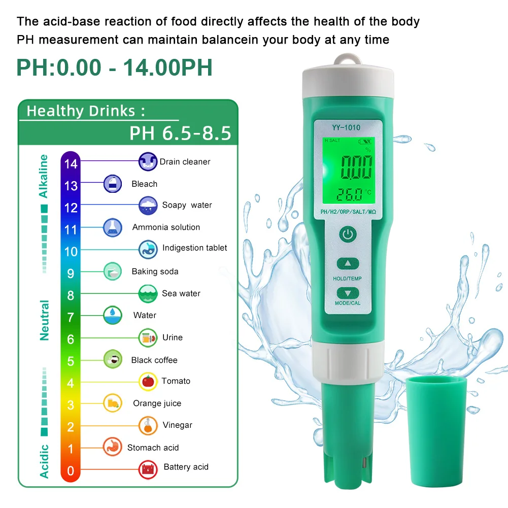PH Meter Tds Tester Digital ORP EC Salinity H2 S.G Spa Aquarium Water Test Tool Solution Fertilizer Resistivity Test Instruments 5