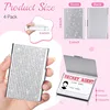 Qinsuee Bling Bling Small Business Card for Women 10-20 Sheets Capacity, Alloy Business Card Case, Pocket, Slim Business Card 2