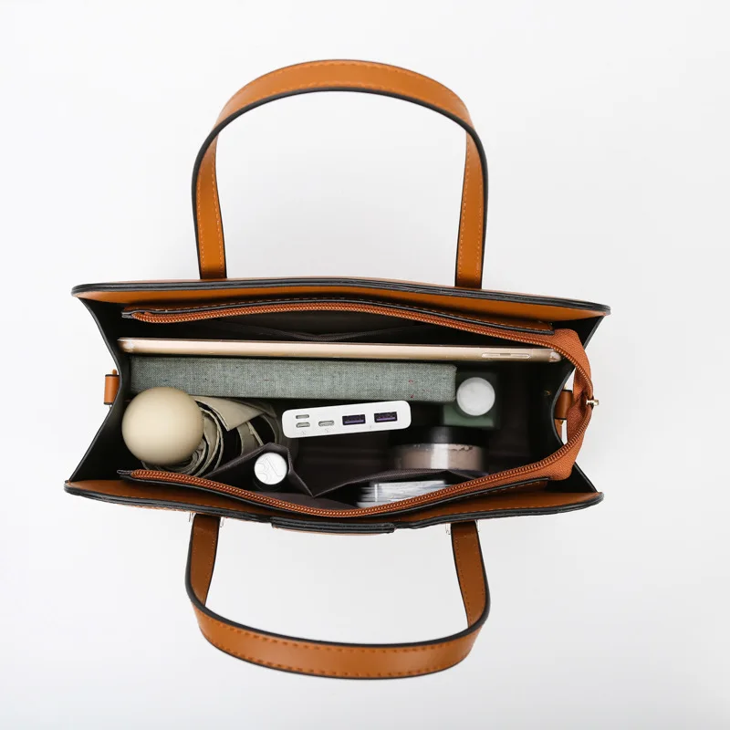 Set di borse da donna Borse con manico superiore a tracolla in pelle PU goffrata - immagine 3
