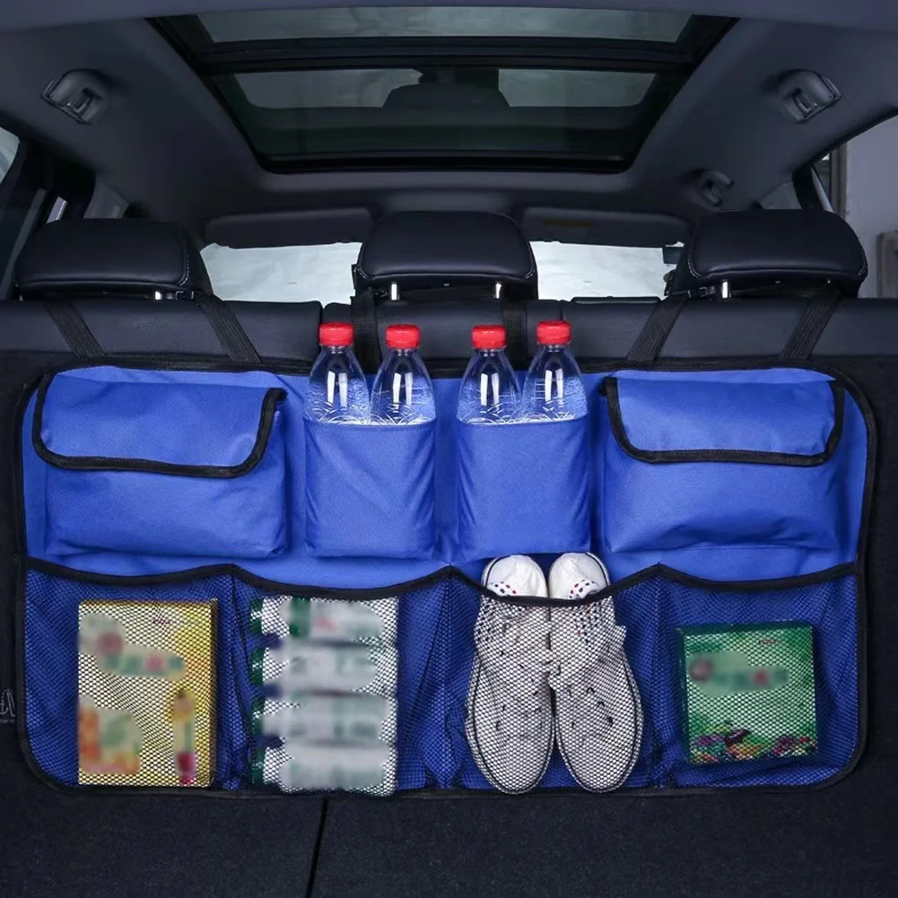 Car Trunk Organizer Adjustable Backseat Storage Bag Net High Capacity  Multi-use Oxford Automobile Seat Back Stowing Tidying