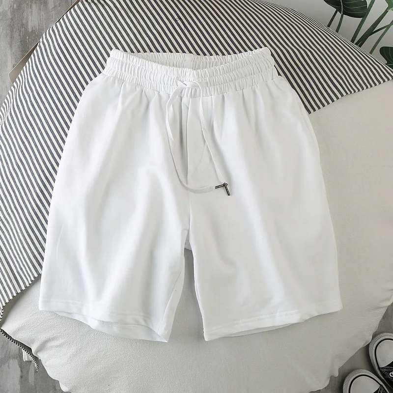 2024 Summer Loose Solid Color Shorts Men's Sports Triple Pants Beach Pants Trendy Casual M-3XL