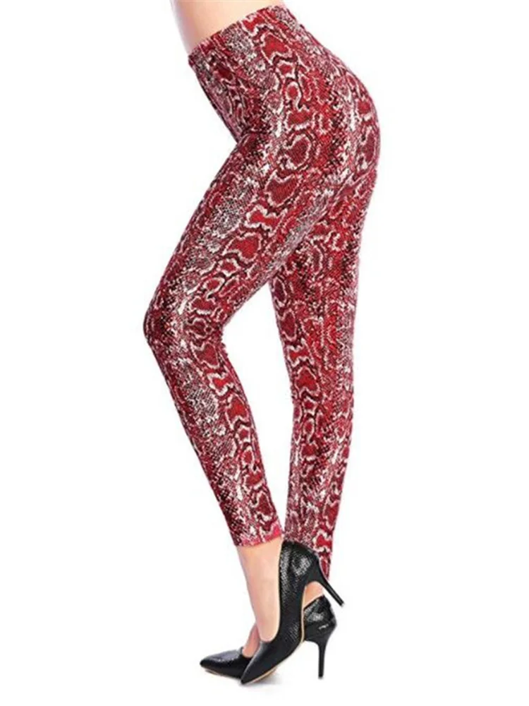 

CUHAKCI Snake Printing Leggins Push Up Elastic Ladies Trousers Stretch High Waist Sexy Legging Breathable Slim Fitness Pants