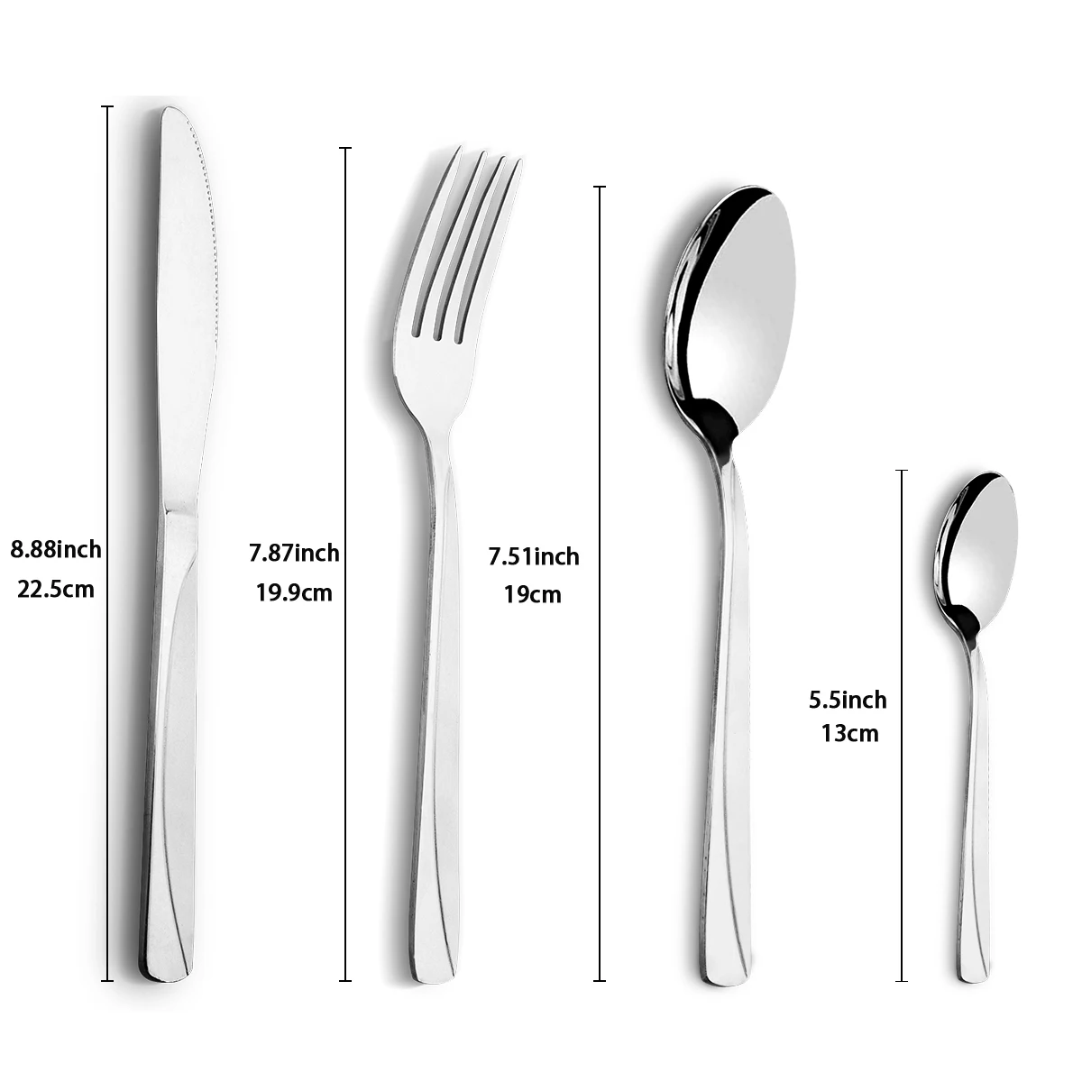 Description Picture 3 of item24Pcs Western Stainless Tableware Set Knife Fork Spoon Outdoor Portable Household Tableware Set Steak Cake Kitchen Dinnerware
