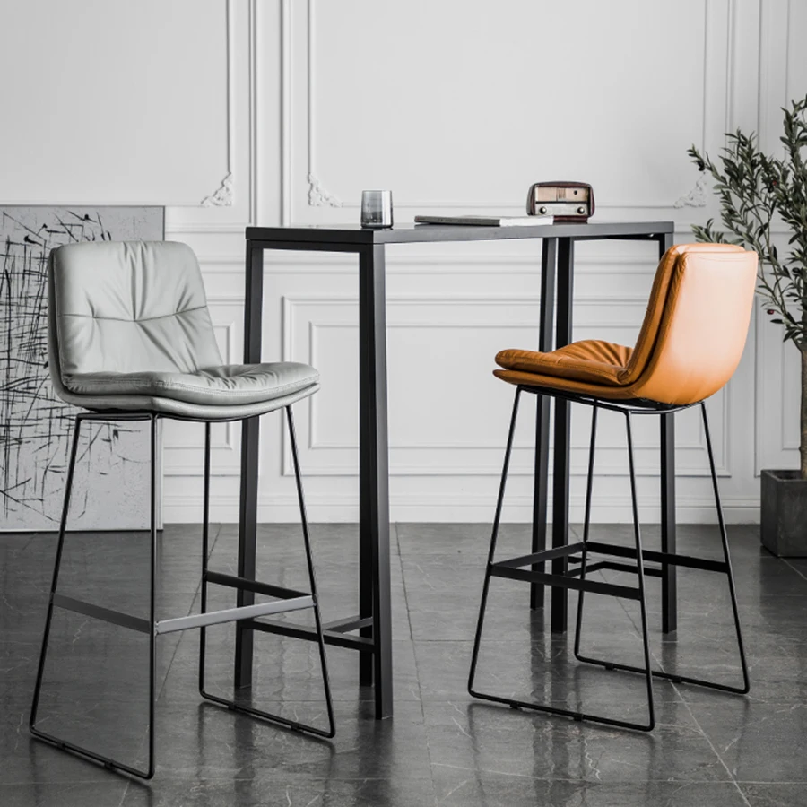 

Black White Bar Chairs Leather Luxury European Vintage Japanese Style Exclusive Recliner Chair Office Stoelen Cafe Furniture