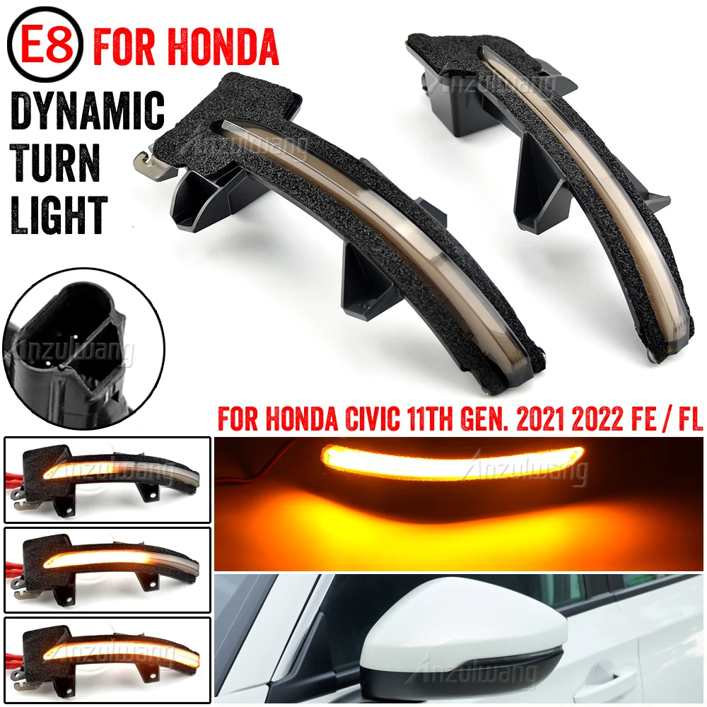 

LED Flowing Rearview Mirror Indicator Sequential Blinker Lamp Dynamic Turn Signal Lights For Honda Civic 11th 2021 2022 FE / FL