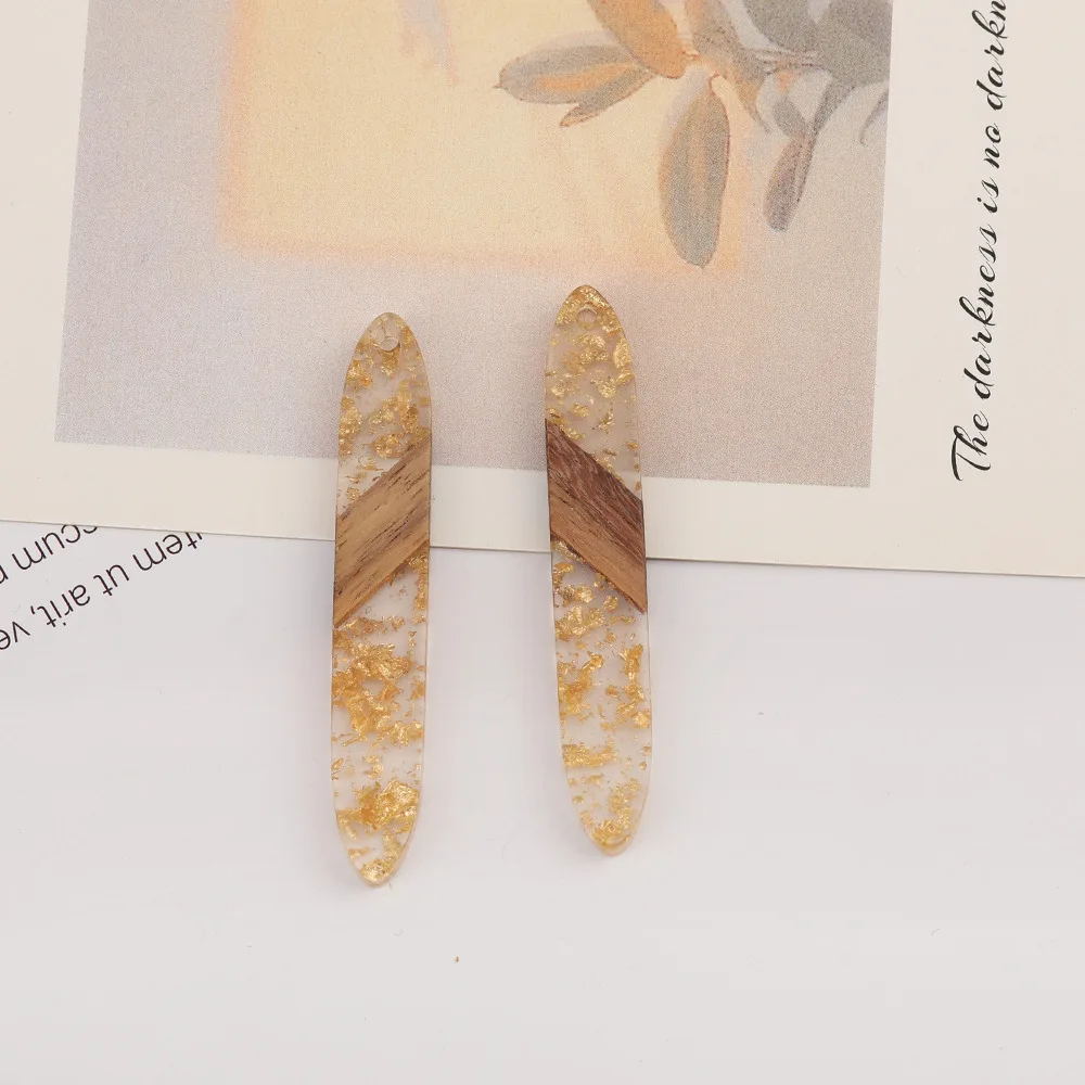 Cordial Design 50Pcs 9*53MM Jewelry Accessories/Hand Made Charms/Natural Wood&Resin/Stick Shape/Jewelry Findings&Components - cordial
