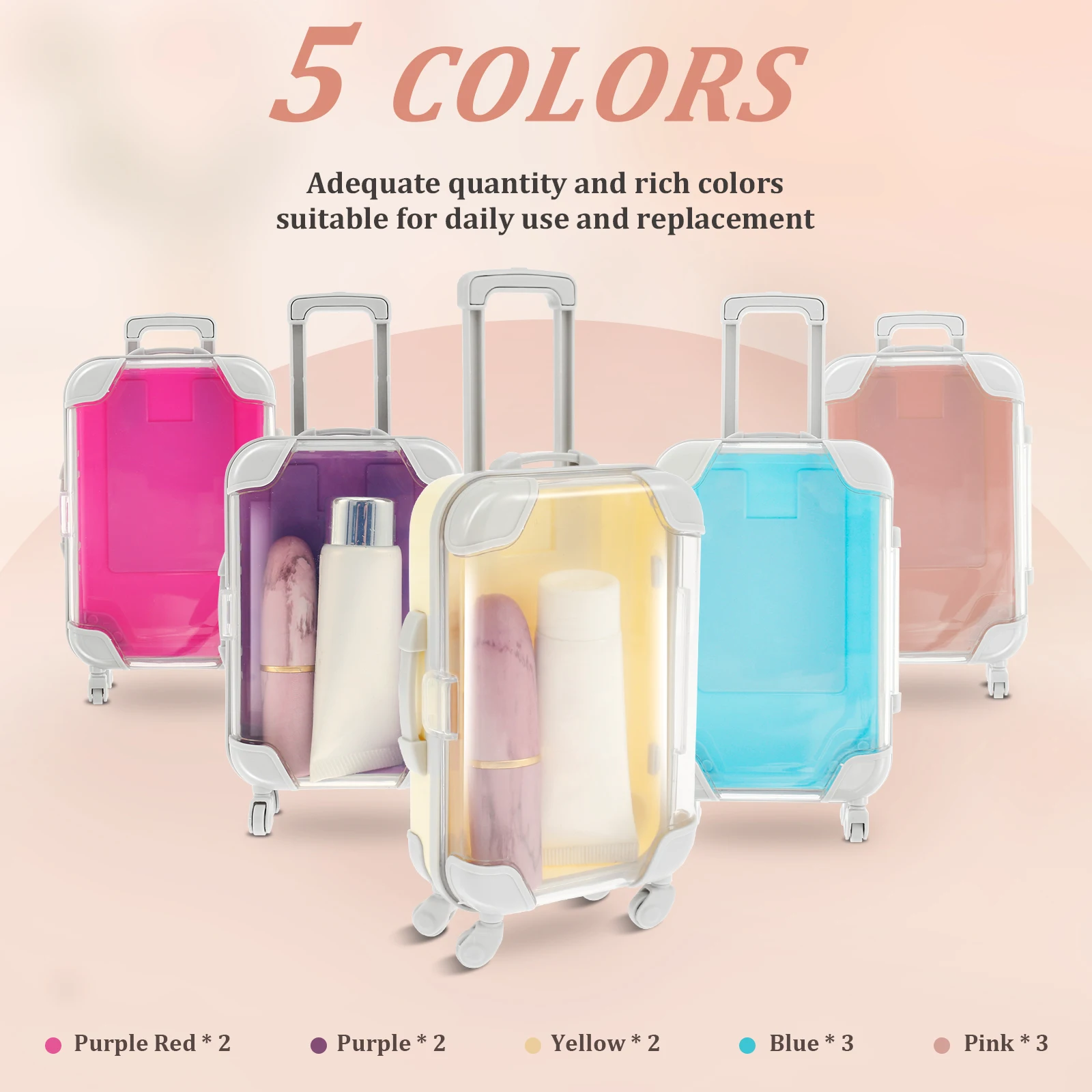 12Pcs False Eyelashes Packaging Empty Box Mini Suitcase Candy Boxes Colorful Clear Mini Trolley Case Packaging Box