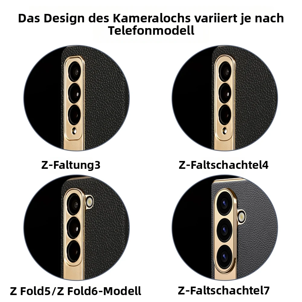 Leder-Flip-Hülle für Samsung Galaxy Z Fold 7 6 5 4 3 8 Fold8 Ultra Fold7 mit magnetischem Scharnierständer und Spiegelfolie – Detail 2