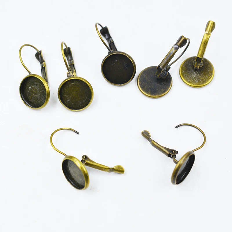 

500pair/lot 14mm Antiqur Bronze Earring hooks Flat Round Tary Pad Nickel Free Earring Findings