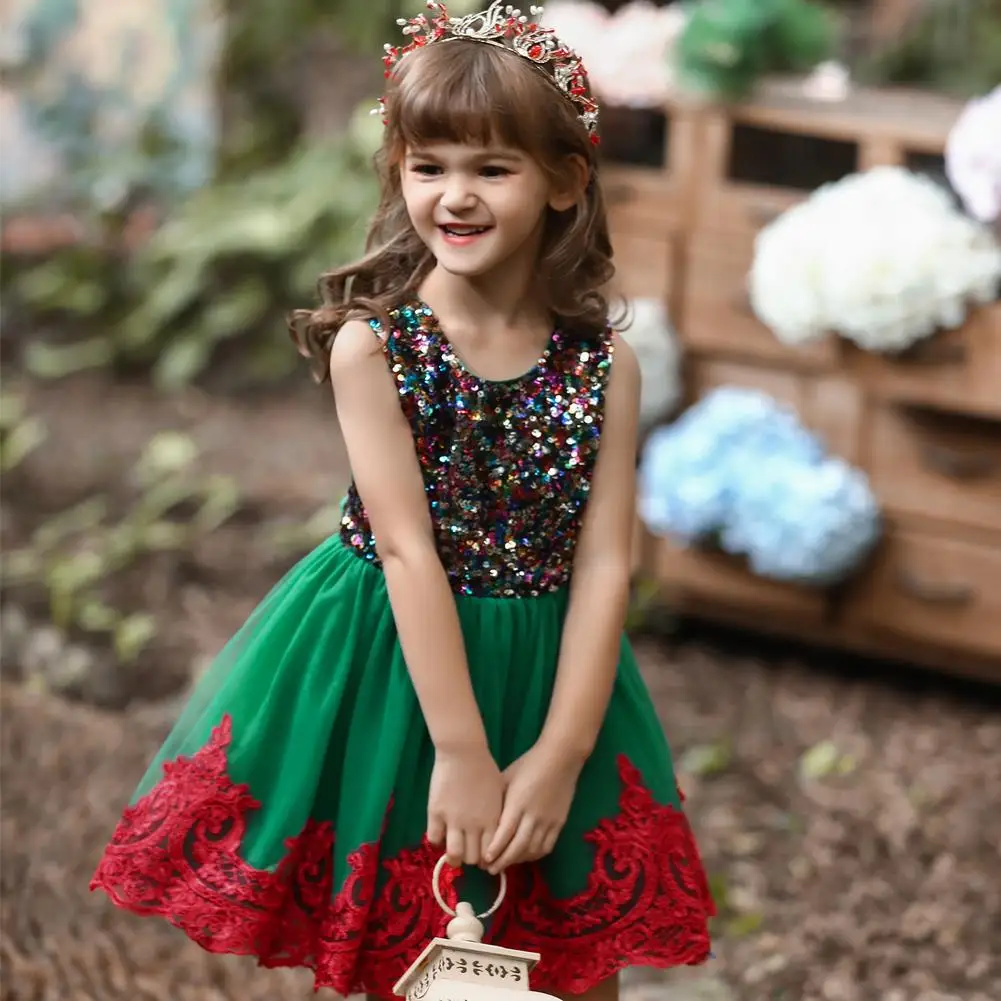 

Elegant Style Princess Evening Dress for Little Girls Cute Baby Party Dress for 6 Years Old Birthday Shiny Girl Wedding Dress