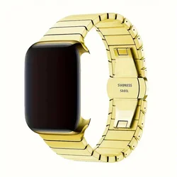 Adjustable Stainless Steel Watch Band Bracelet Strap for 42mm-44mm-45mm-49mm (Golden)