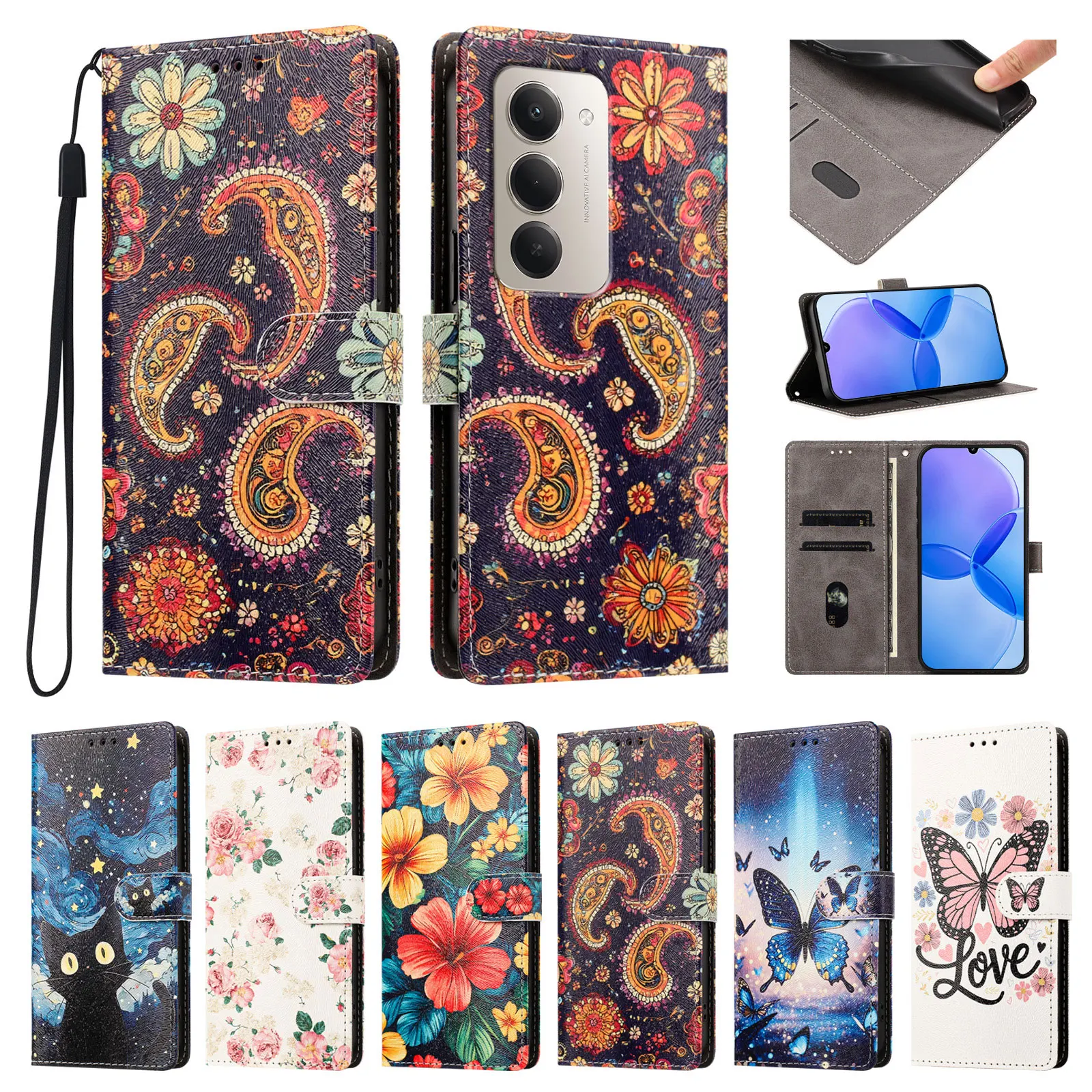 Elegant Leather Flip Wallet Phone Case with Book-Style Cover
