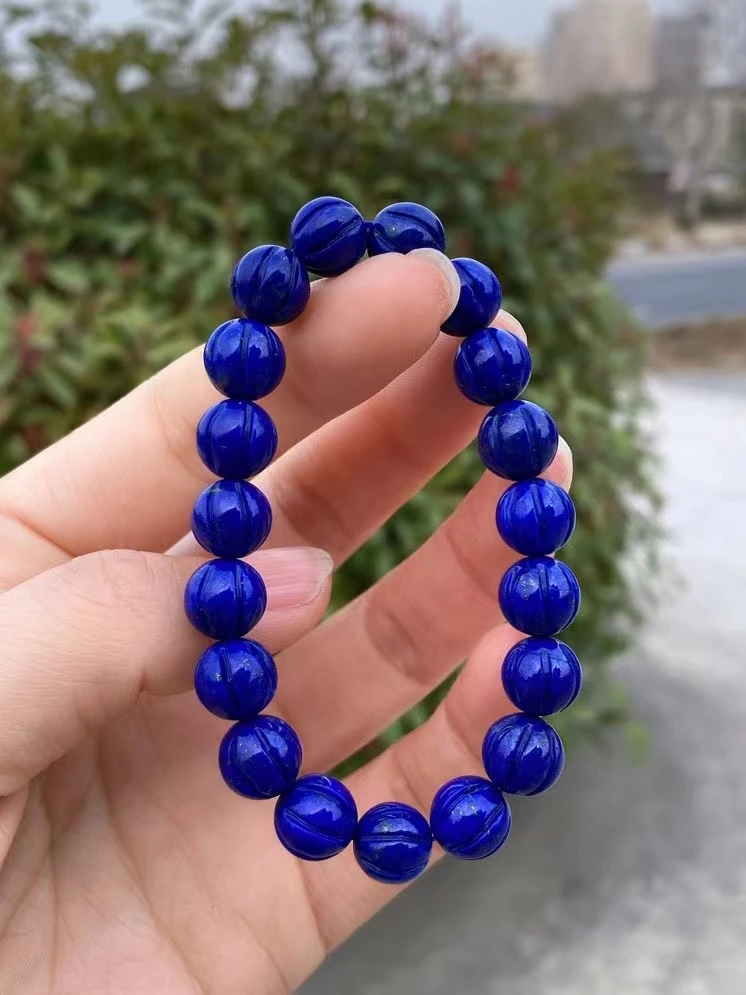 Lapis Beaded Bracelet for Men, 10mm