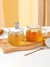 1pc Cute Creative Bear Glass Mug Gift 420ml Cartoon Cup Drinkware Coffee Mug Milk Juice Teacup With Handle Christmas Gift 