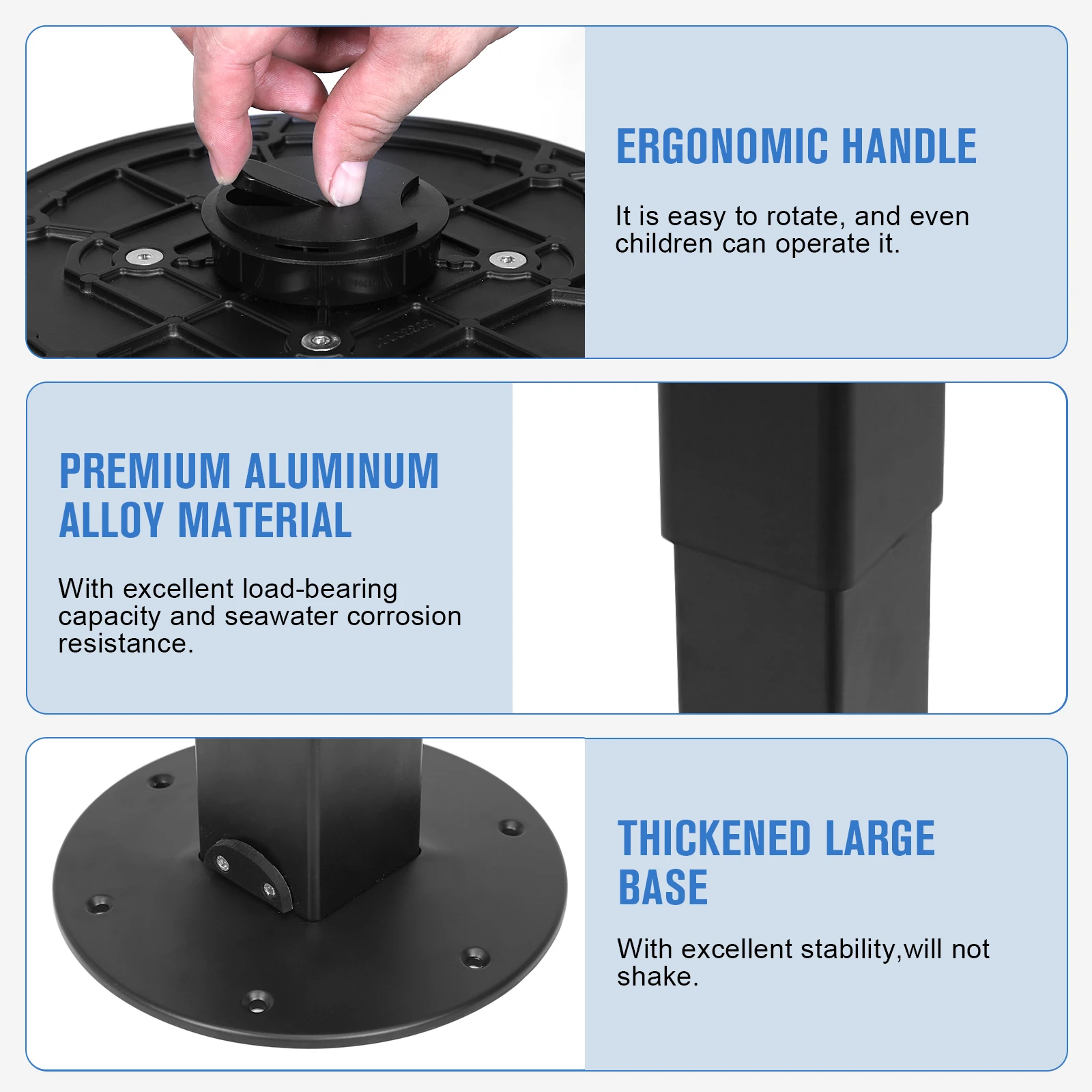 Heavy Duty RV Table Pedestal Stand with Gas Lift Versatile Table Pedestal Aluminum Alloy Lift Up Table Base for RV Boat Caravan