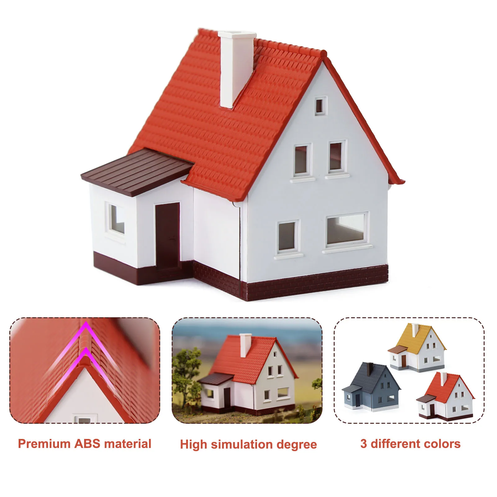 3 Units Mixed Color Model Railway N Scale 1:160 Village House Architectural Buildings Assembled JZN03 - Image 4