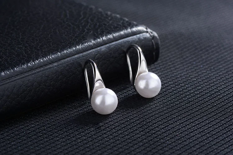 Pearl Earrings 925 Silver Needle Big Freshwater Pearl Round Sterling for Women