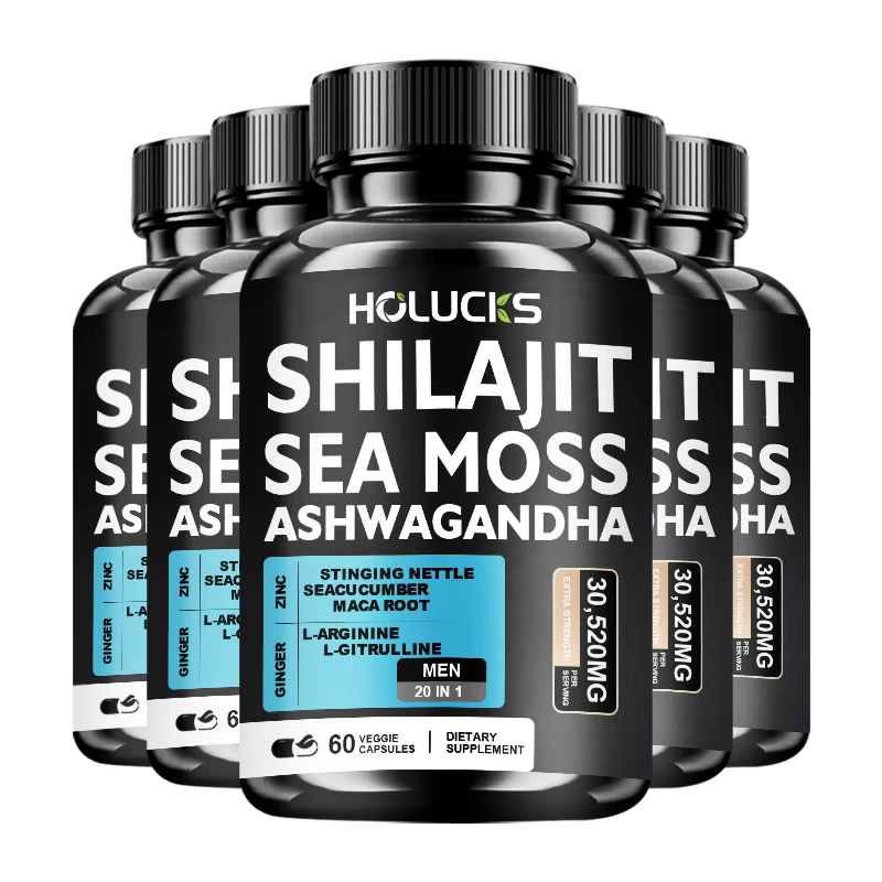 Men’s Natural Sea Moss Shilajit Ashwagandha Complex Capsules, Support Boosts Testosterone, Enhance Vitality & Overall Wellness 1