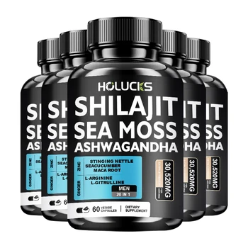 Men’s Natural Sea Moss Shilajit Ashwagandha Complex Capsules, Support Boosts Testosterone, Enhance Vitality & Overall Wellness 1
