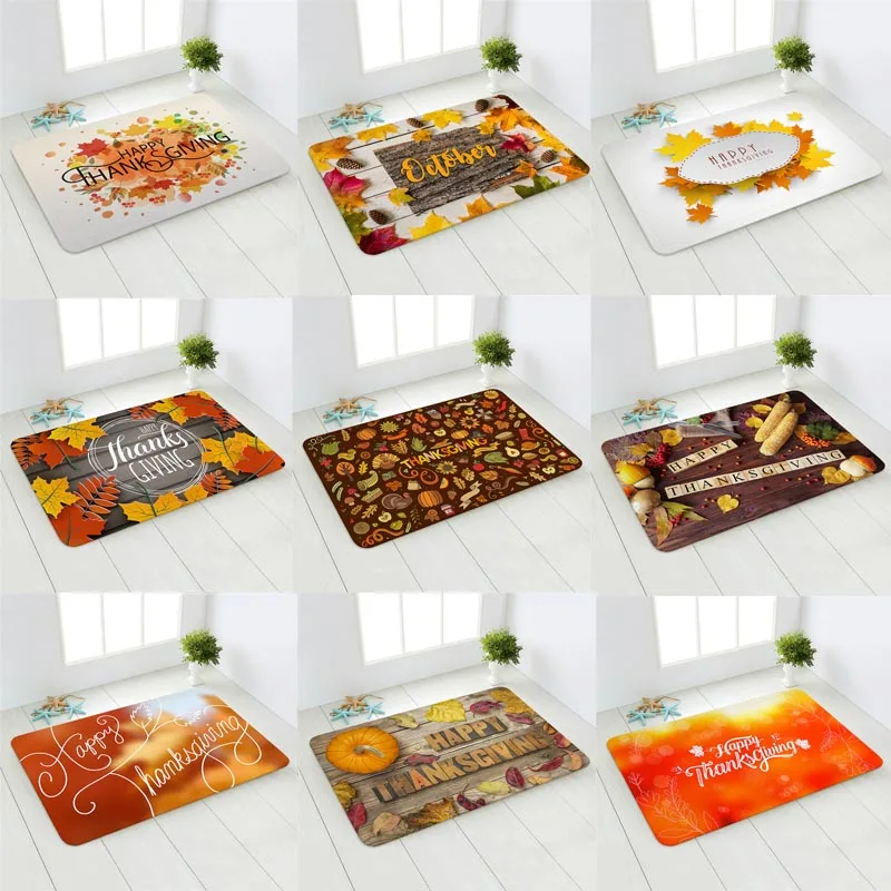 

Thanksgiving Welcome Doormat Non-slip Home Autumn Door Mat Carpet Floor Mat Rug Entrance Carpet Kitchen Floor Decor