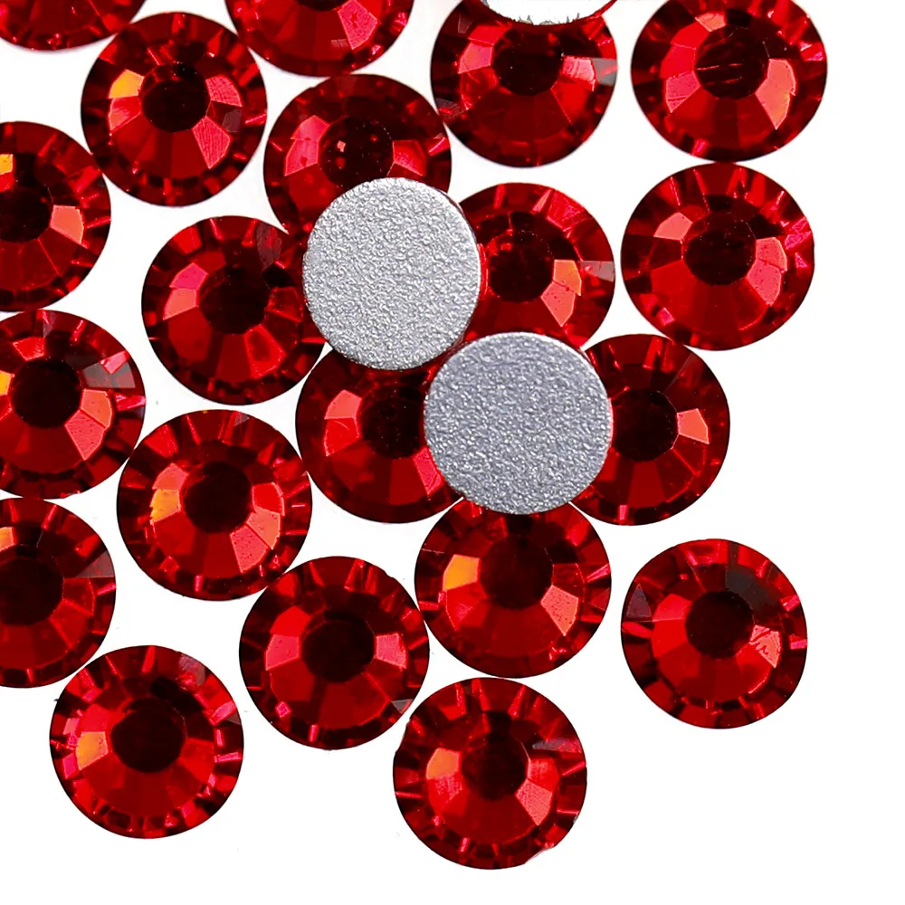 

Shiny Red Crystal Round Nail Art Rhinestones Flat Back Nail Decorations Non Hot-Fix 3D DIY Decorative Accessories Glue on