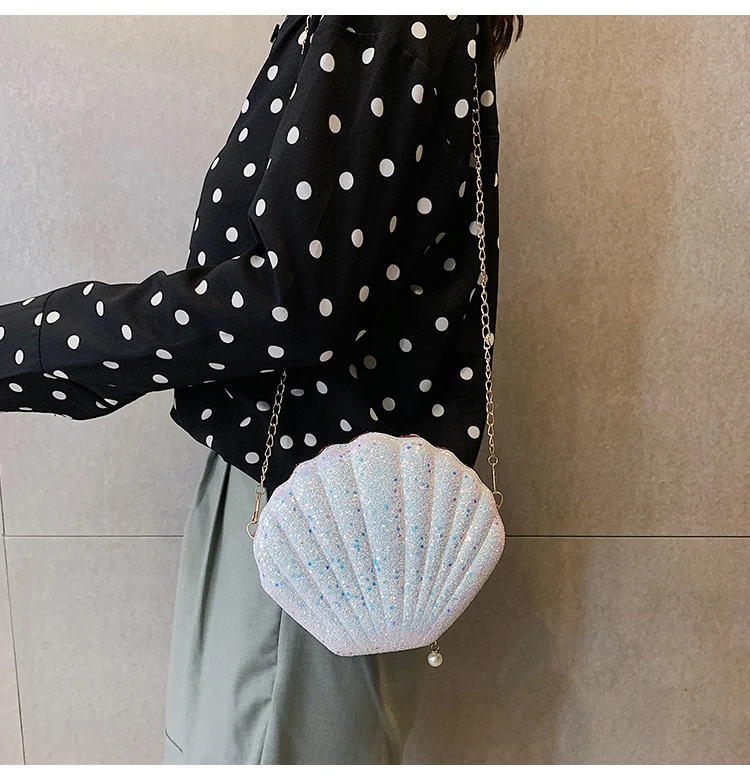 Crossbody Bag Women Handbags Women Shoulder Handbags Shell Bag Chain Cute Sequins Small Bag Phone Money Pouch Zipper Crossbody Bags For Women