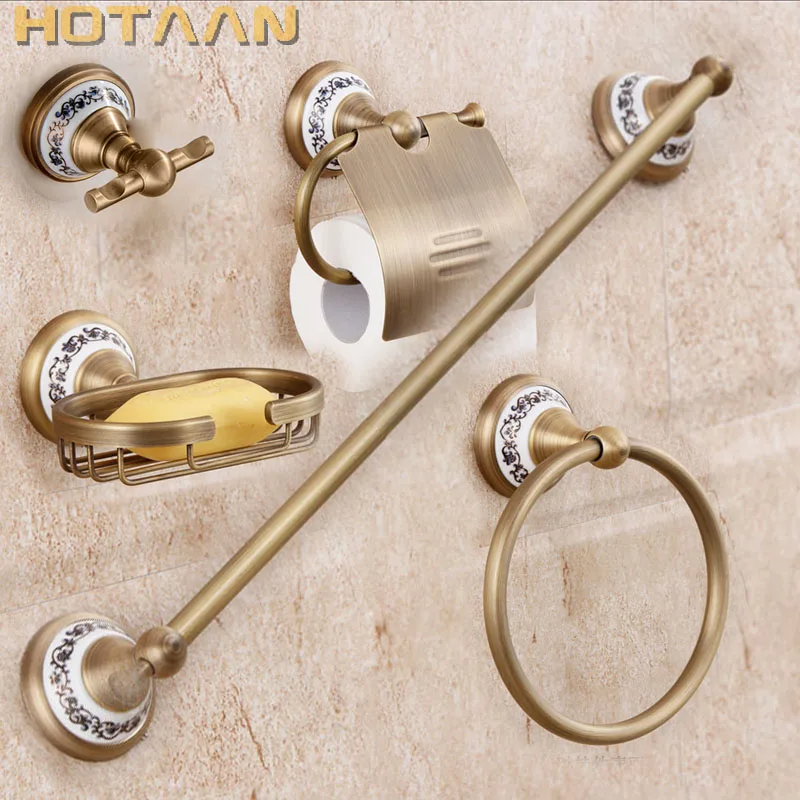 .,solid brass Bathroom Accessories Set,Robe hook,Paper Holder,Towel Bar,Soap basket,bathroom sets,YT-11500-5