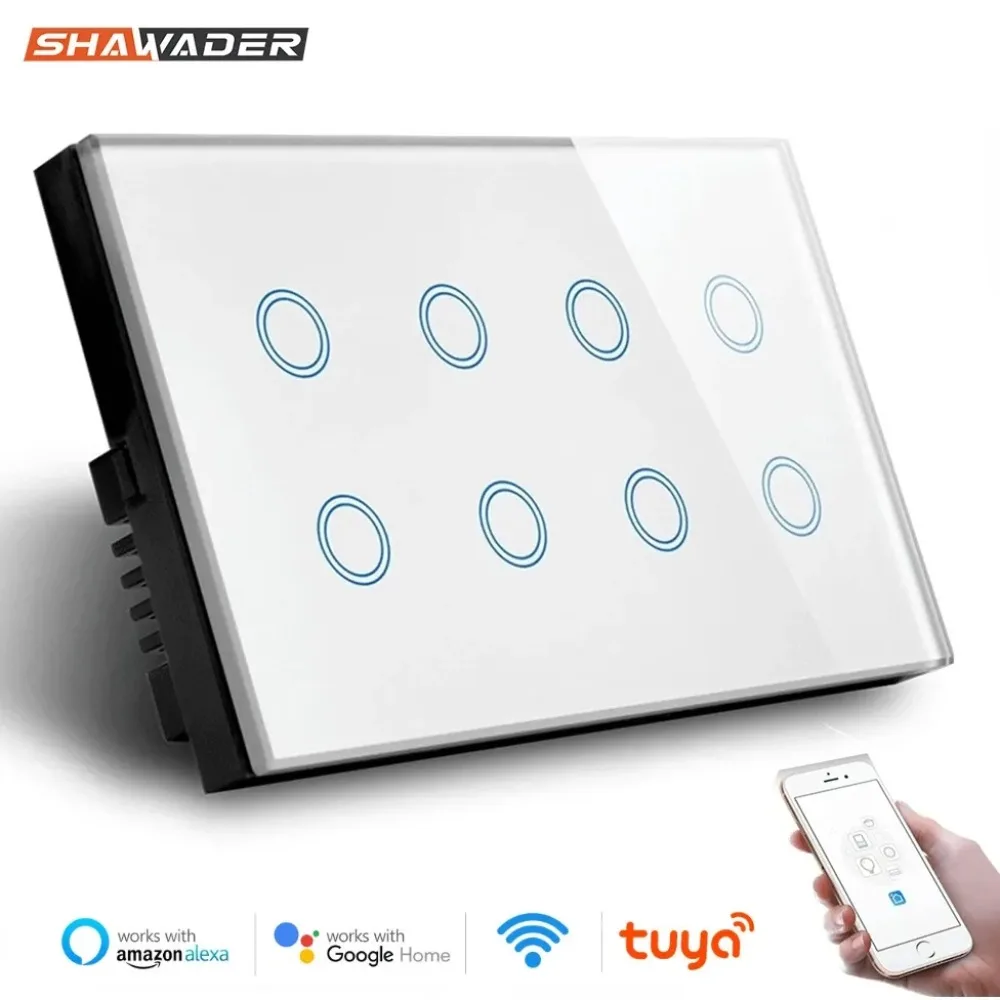 Interrupteur mural tactile intelligent, wi-fi, 8 boutons, 147x86mm, pour  luminaire, Compatible avec Alexa et Google Home - AliExpress