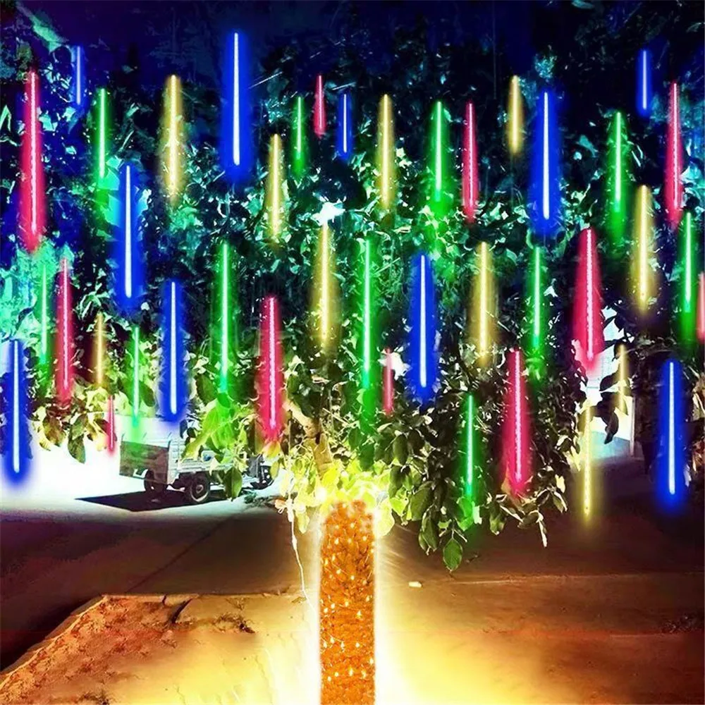 thumbnail image 5 of Juego de 4/3/2/1 luces LED de lluvia de meteoritos para Año Nuevo 2025, lámpara decorativa navideña para jardín, árbol, boda, fiesta, decoración navideña, 5 of 5