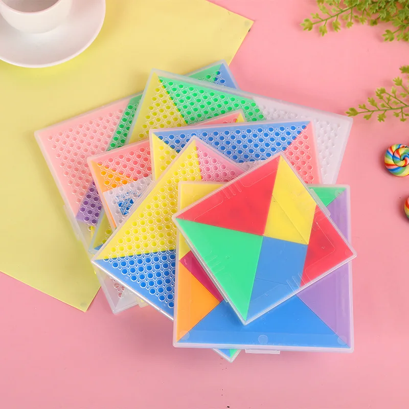 

Colour 3D Puzzle Jigsaw Tangram Thinking Training Game Baby Montessori Learning Educational Plastic Toys For Kid Building Blocks