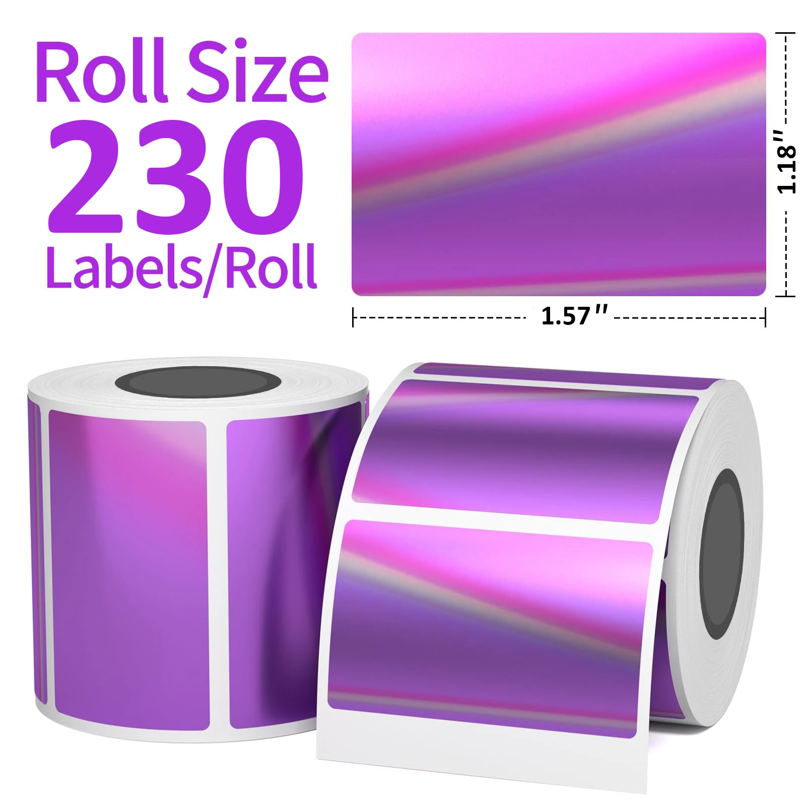 Purple Thermal Reflective Labels 40mm * 30mm / 1.58 inches * 1.18 inches Multifunctional Self-adhesive Laser