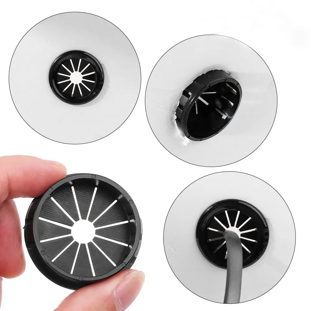 Plastic Cable Hole Cover Furniture Dust Plug Buckle Office Computer Table Grommet Wire Passing Line Outlet Rings 10pcs/set cable hole cover hole plug desk cord grommet