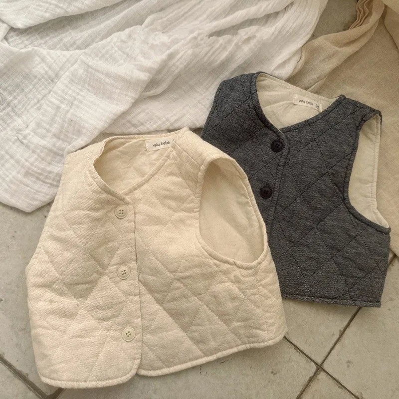 Infants Autumn cotton casual cozy waistcoats Spring baby boys girls casual sleeveless jackets vest