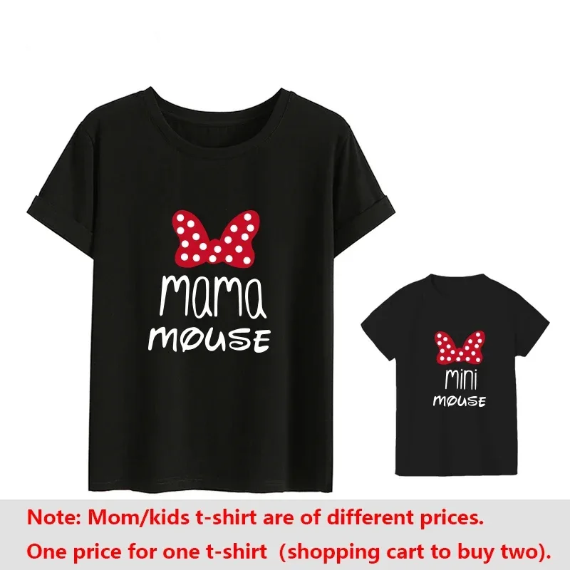 Korean Mama Mouse And Mini Mouse Daughter Kids Tops Baby Outfits Cartoon Mom and Me T-shirt Family Look Matching Outfits 4