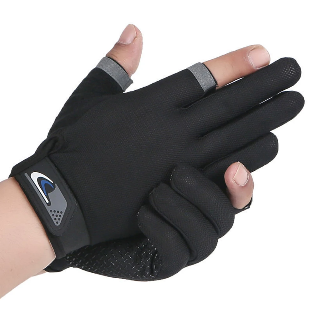 Winter Fishing Gloves 2 Cut Fingers Sport Cycling Mitten Breathable Antiskid Fishing Wear 1 Pair fishing gloves