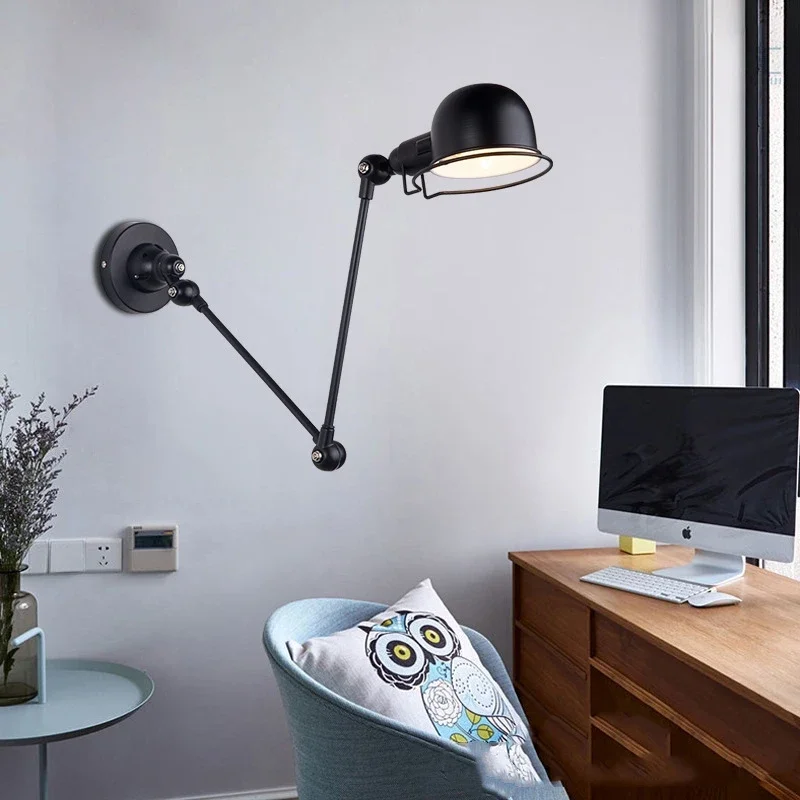 Moderne Rocker Verstelbare Wandlamp Creatieve Mechanische Hoofdeintrekbare Led Muur Licht Studie Slaapkamer Woonkamer Muur Decor