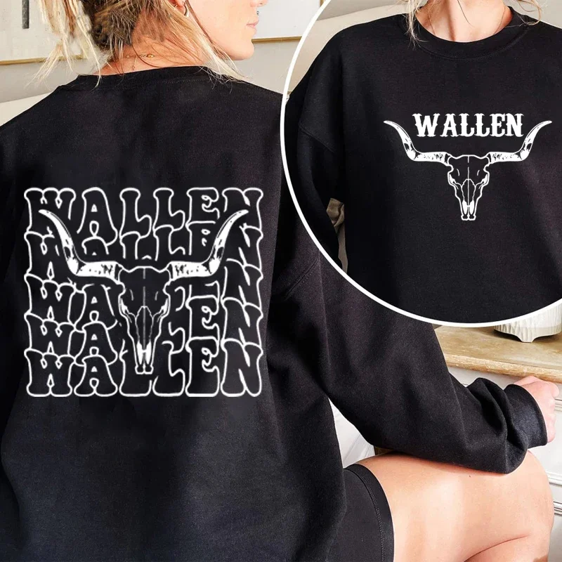 

Ретро Wallen Bull Skull Wallen, пуловер, свитшот, ковбойские, кантри, музыка, западные толстовки, уличная одежда, Харадзюку, женская одежда