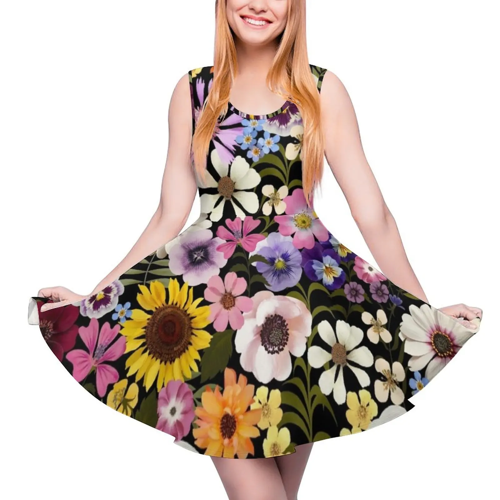 Spring Garden Party floral -black Sleeveless Dress Bridesmaid dress woman summer dress womens 2024 clothing women summer 2024