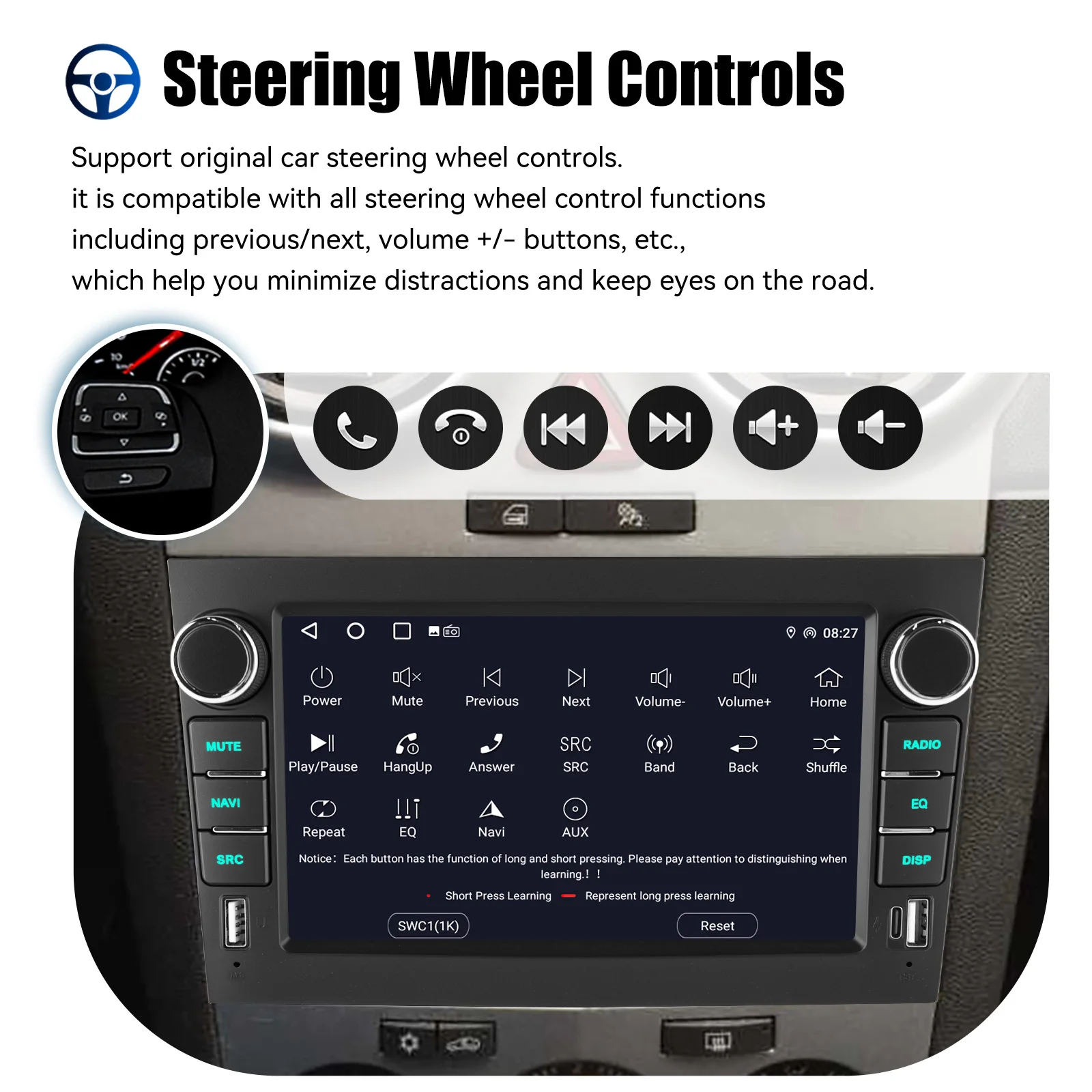 ESSGOO Autoradio Android 14 7" 4+64GB für Opel Vauxhall Corsa C/D Zafira B Astra H Vectra C Wireless Carplay Android Auto GPS Navigation FM BT WIFI Lenkradsteuerung RDS Dual USB Typ C KI Stimme Multimedia-Videoplayer – Detail 20
