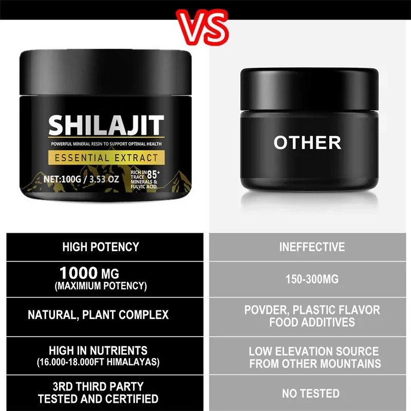 1000mg Pure Shilajit Resin Supplements shilajit resin supplements Mineral Supplements Himalaya Original with 85+ Trace Minerals Fulvic Acid for Beauty Health