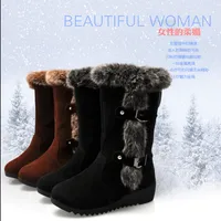 New Winter Women Boots Casual Warm Fur Mid-Calf Boots shoes Women Slip-On Round Toe wedges Snow Boots shoes Muje Plus size 42 - Image 3